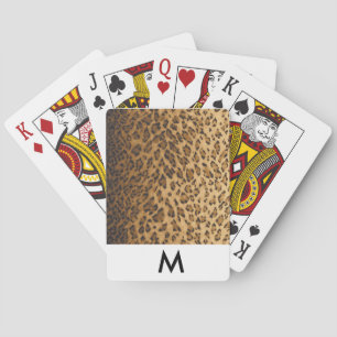 Leopard Print monogram M initials Playing Cards
