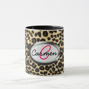 Leopard Print Monogram Mug