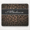 Leopard Print Monogram Rhinestone Bling Mouse Pad