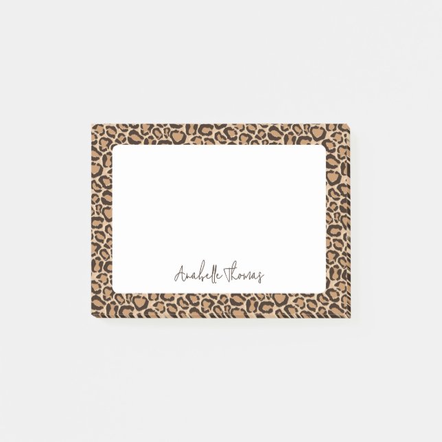 Leopard Print Monogrammed Post-it Notes (Front)