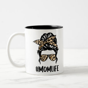 Leopard Print Mum Life Two-Tone Coffee Mug