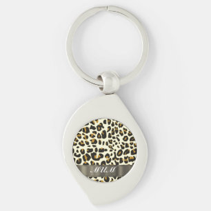Leopard print mum text key ring