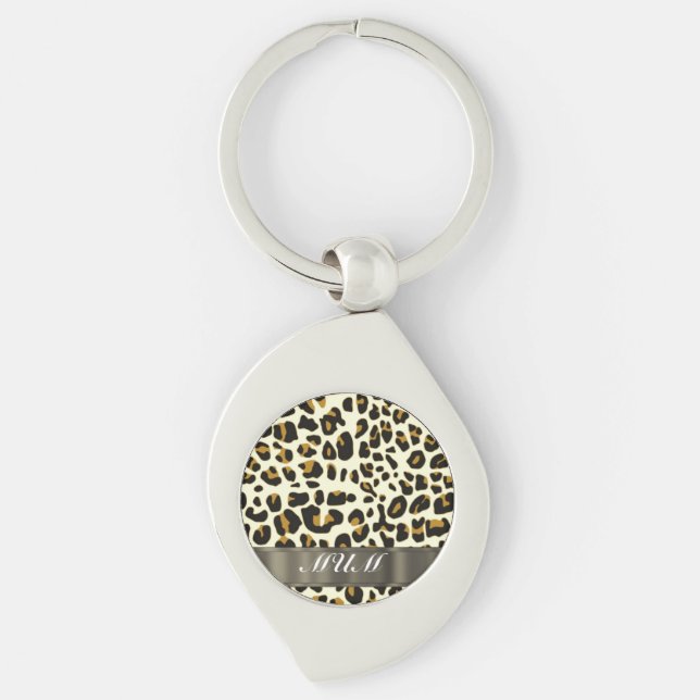 Leopard print mum text key ring (Front)