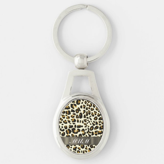 Leopard print mum text key ring (Front)