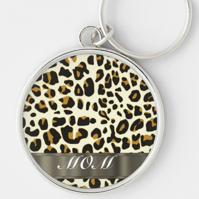 Leopard print mum text key ring (Front)
