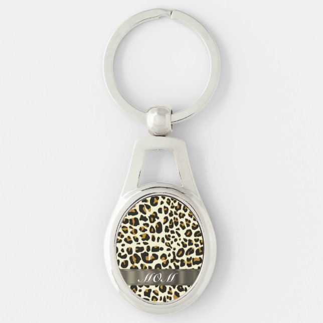 Leopard print mum text key ring (Front)