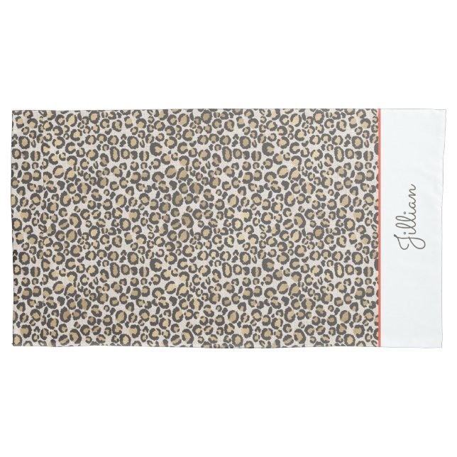Leopard Print NAME Neutrals Chic Animal Decor  Pillowcase (Front)
