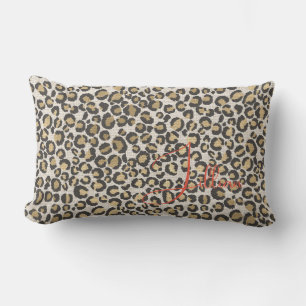 Leopard Print Nuetrals Name Chic Trendy Decor  Lum Lumbar Cushion