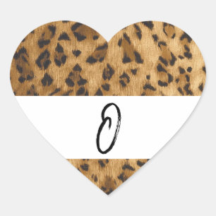 Leopard Print O monogram initials merchandise Heart Sticker