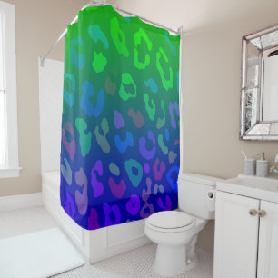 Leopard Print Ombre Blues Shower Curtain