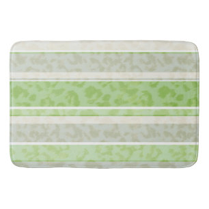 Leopard print on striped background. bath mat