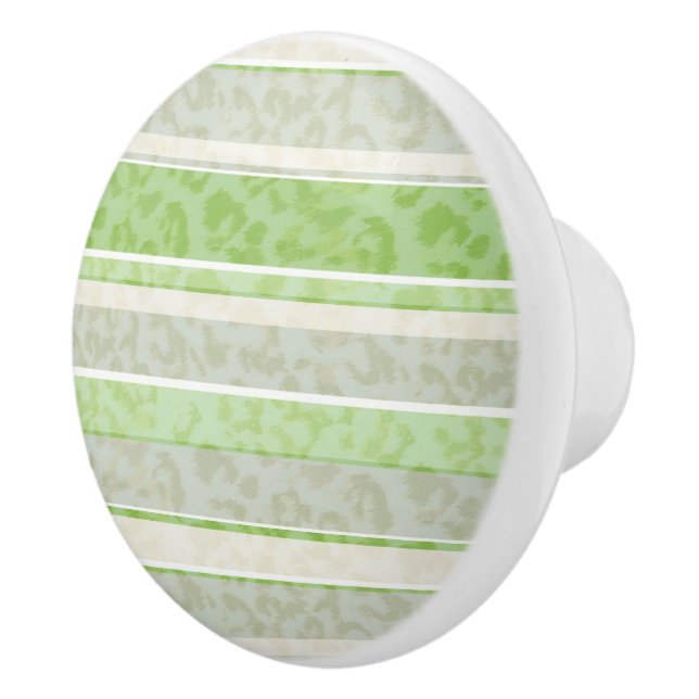 Leopard print on striped background. ceramic knob (Right)