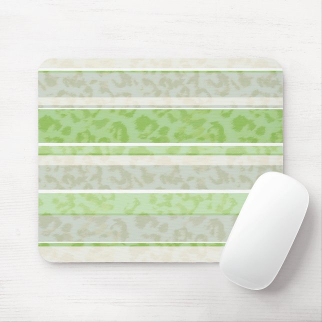 Leopard print on striped background.  mouse pad (With Mouse)