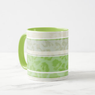 Leopard print on striped background mug