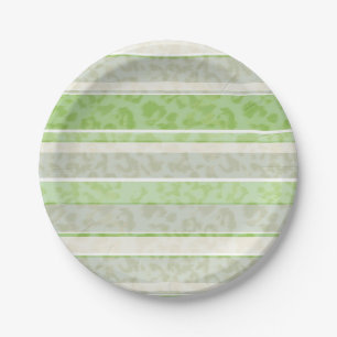 Leopard print on striped background. paper plate