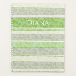 Leopard print on striped background. planner