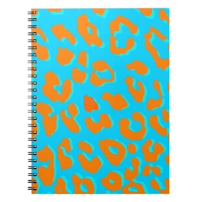Leopard Print Orange Blue Notebook (Front)