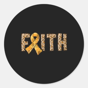 Leopard Print Orange Ribbon Faith Crps Awareness 1 Classic Round Sticker