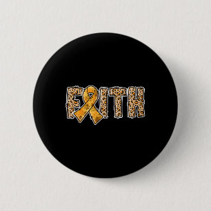 Leopard Print Orange Ribbon Faith Crps Awareness 6 Cm Round Badge