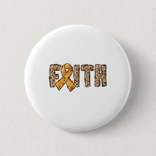 Leopard Print Orange Ribbon Faith Crps Awareness 6 Cm Round Badge