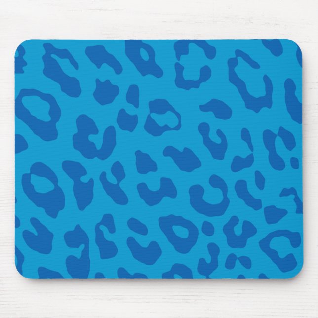 Leopard Print Pale Blues Mouse Pad (Front)
