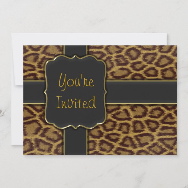 Leopard Print Party Invitation Template (Front)