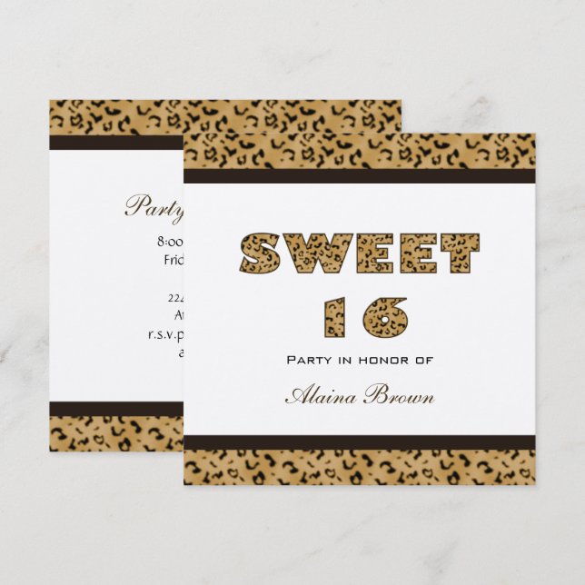 Leopard Print Party Invitations (Front/Back)