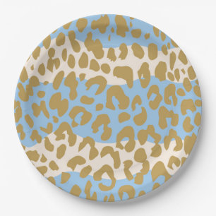 Leopard Print Party Plates (Blue)