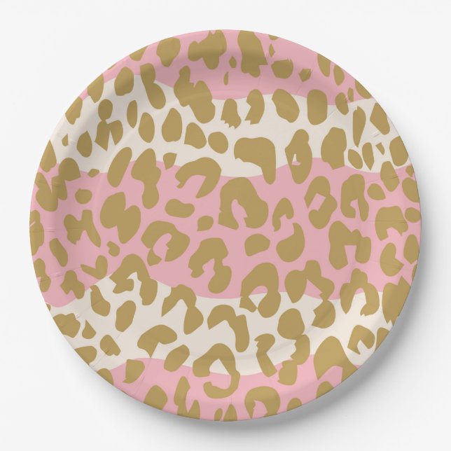 Leopard Print Party Plates (Pink) (Front)