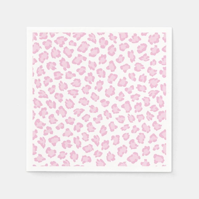 Leopard Print Pastel Pink Sweet Animal Lover Girl Napkin (Front)