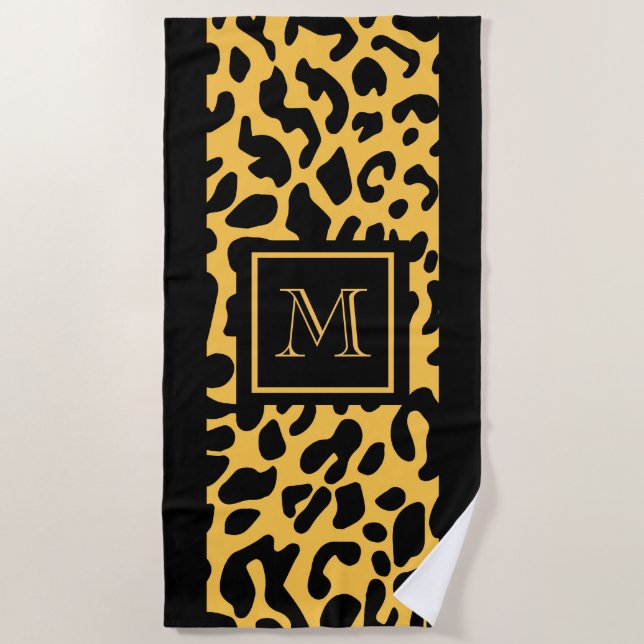 Leopard Print Pattern Beach Towel (Front)