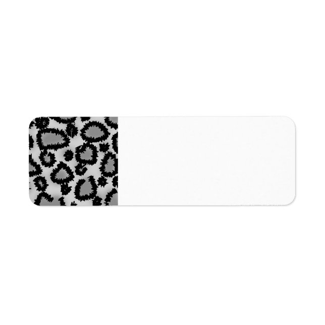 Leopard Print Pattern, Black and Grey. Return Address Label (Front)