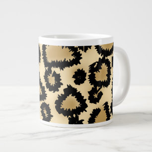 Leopard Print Pattern, Brown and Black. Large Coffee Mug