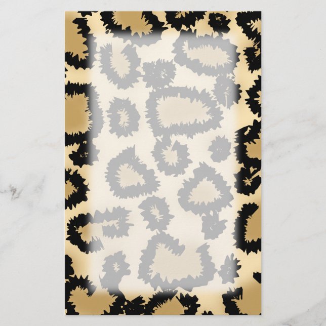 Leopard Print Pattern, Brown and Black. Stationery (Front)