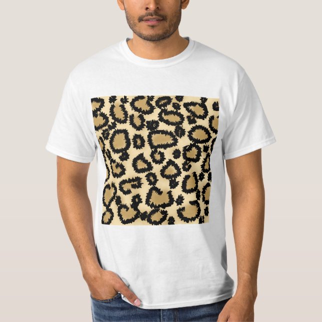 Leopard Print Pattern, Brown and Black. T-Shirt (Front)