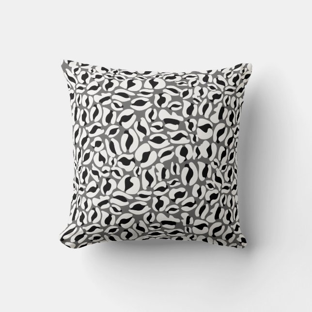 Leopard Print Pattern Classic Jungle Black White Cushion (Front)