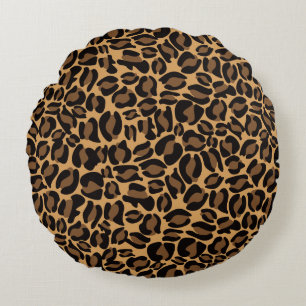 Leopard Print Pattern Classic Jungle Round Cushion