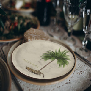 Leopard Print Pattern Elegant Palm Personal Paper Plate