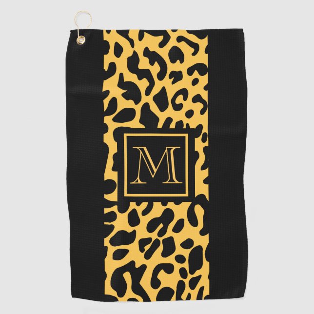 Leopard Print Pattern Golf Towel (Front)
