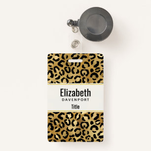 Leopard Print Pattern in Gold and Black ID Badge