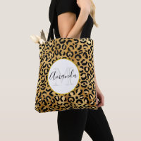 Leopard Print Pattern in Gold and Black Monogram