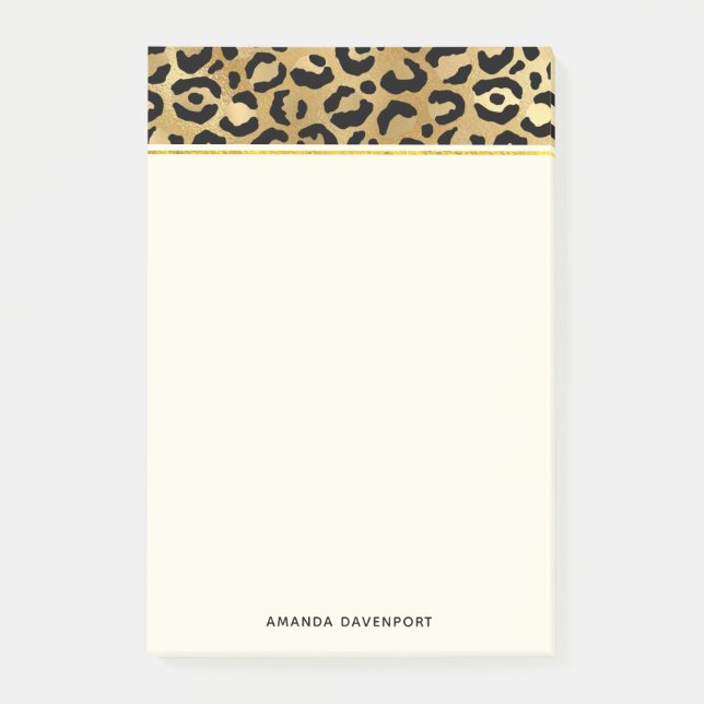 Leopard Print Pattern in Gold and Black Post-it Notes (Front)