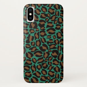 Leopard Print Pattern Jungle green brown iPhone X Case