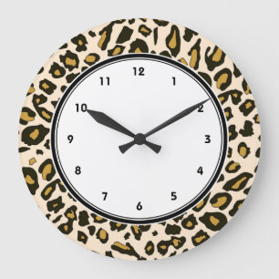 Leopard print pattern large clock