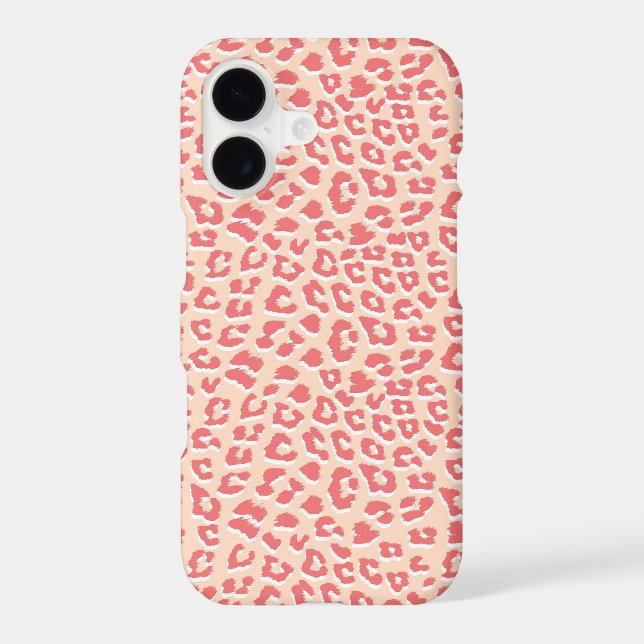 Leopard Print Pattern Living Coral White (Back)