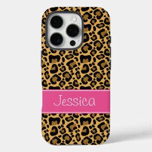 Leopard Print Pattern Pink Personalised iPhone 16 Pro Case