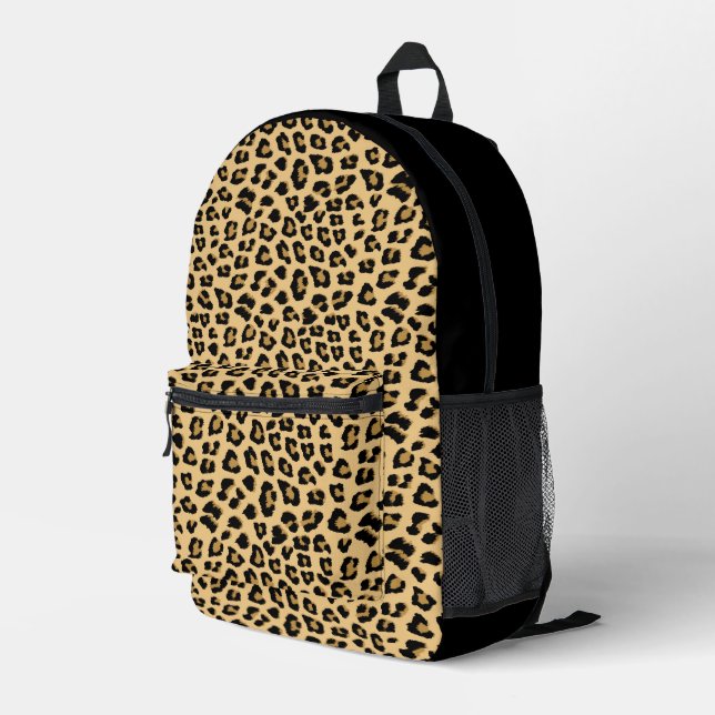 Leopard Print Pattern Printed Backpack (Back Corner Right)