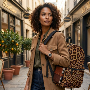 Leopard Print Pattern Printed Backpack