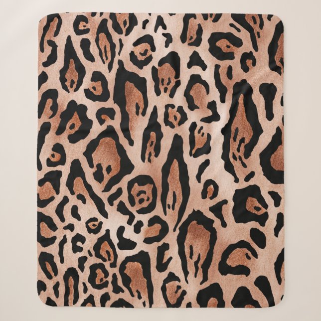 Leopard print pattern sherpa blanket (Front)