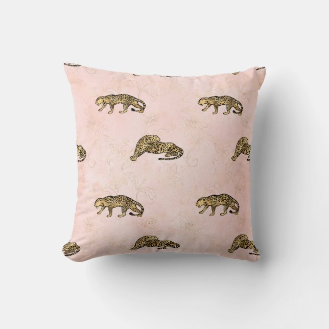 Leopard Print Pattern Soft Pink Cushion (Front)